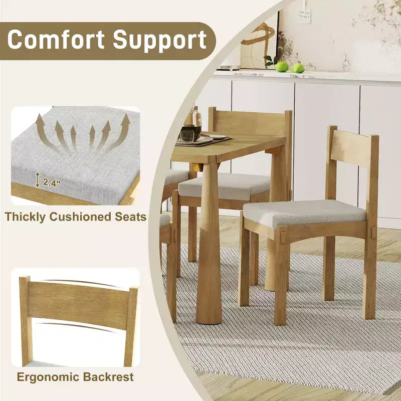 Set da 7 pezzi da tavolo da pranzo, espresso/legno naturale lavato, 6 posti a sedere