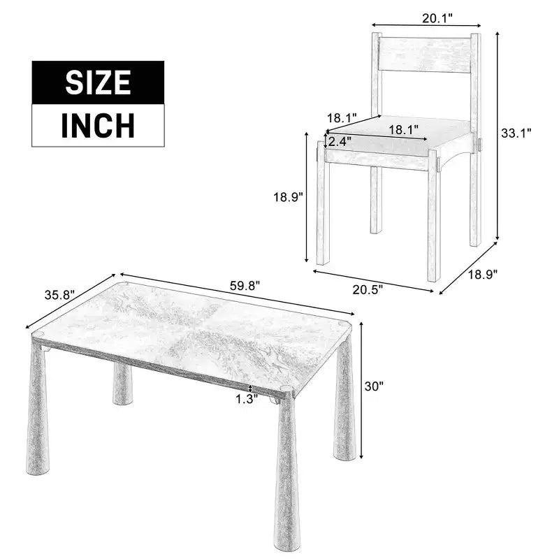Set da 7 pezzi da tavolo da pranzo, espresso/legno naturale lavato, 6 posti a sedere