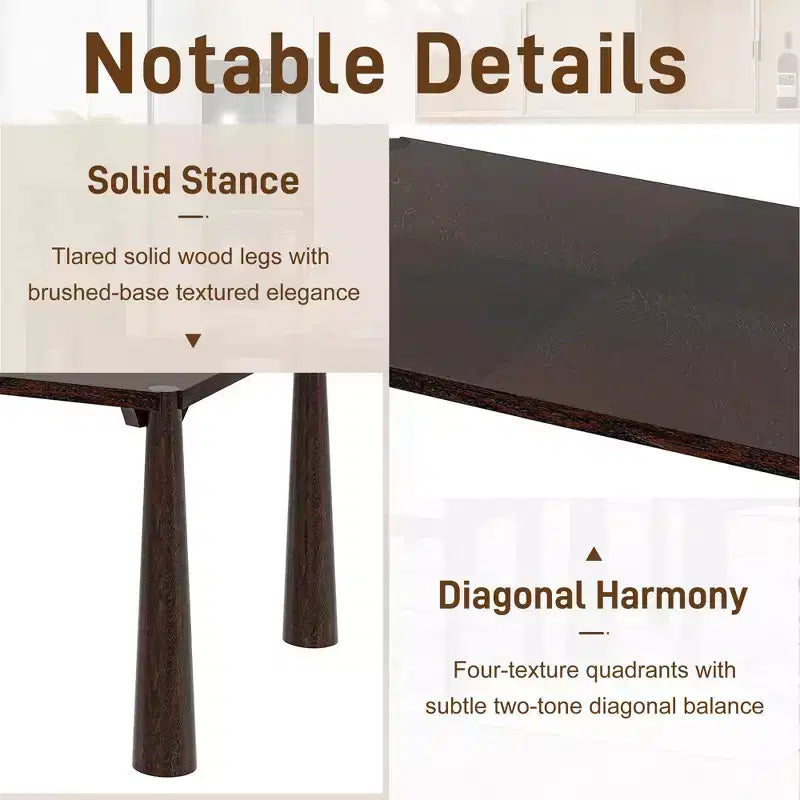 Set da 7 pezzi da tavolo da pranzo, espresso/legno naturale lavato, 6 posti a sedere