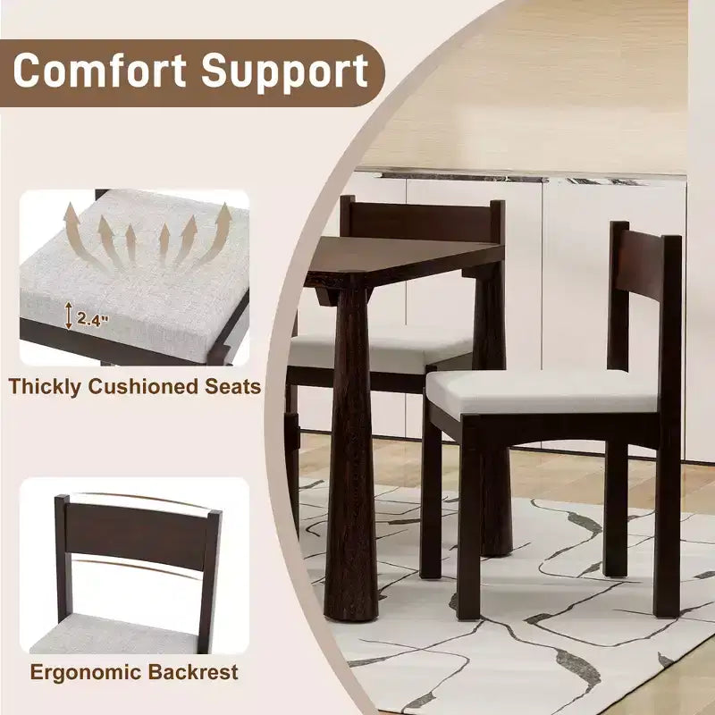 Set da 7 pezzi da tavolo da pranzo, espresso/legno naturale lavato, 6 posti a sedere