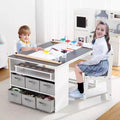 Kids Wooden Art Table & Chairs Set - Toddler Craft Play Desk with Storage Bins, Children's Drawing Activity Study Table for Creative Play & Crafts