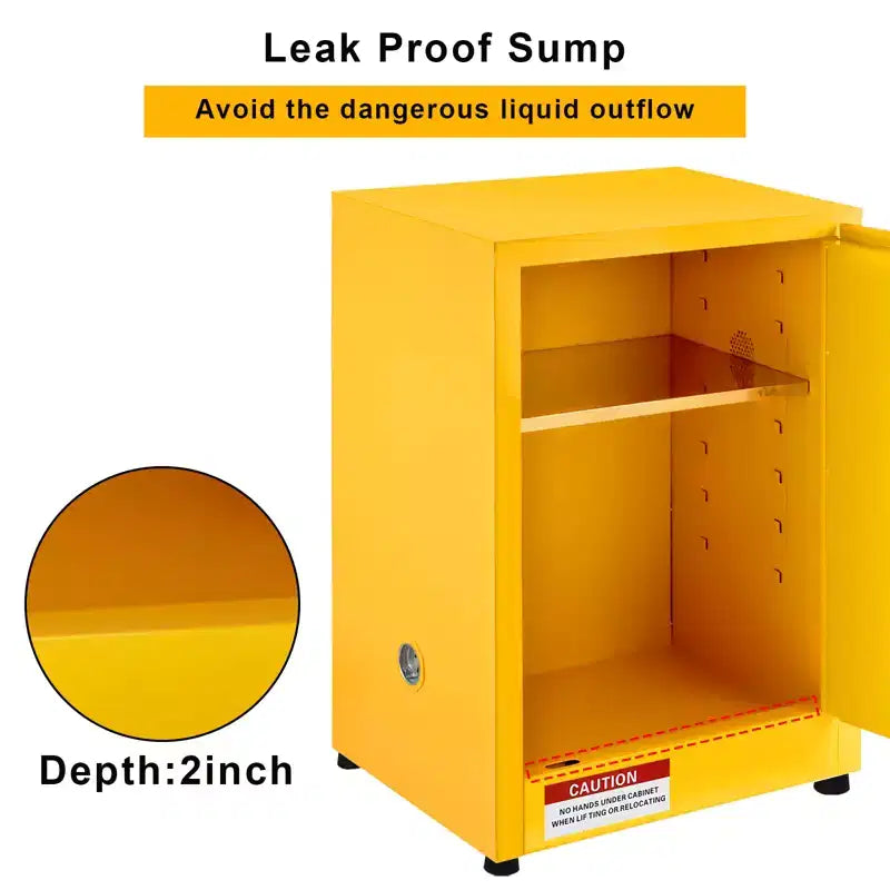 Armadietto di sicurezza per liquidi infiammabili, Giallo, Porta singola, 43,2 cm L x 43,2 cm P x 55,9 cm A