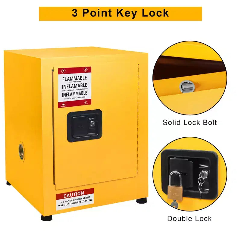 Armadietto di sicurezza per liquidi infiammabili, Giallo, Porta singola, 43,2 cm L x 43,2 cm P x 55,9 cm A