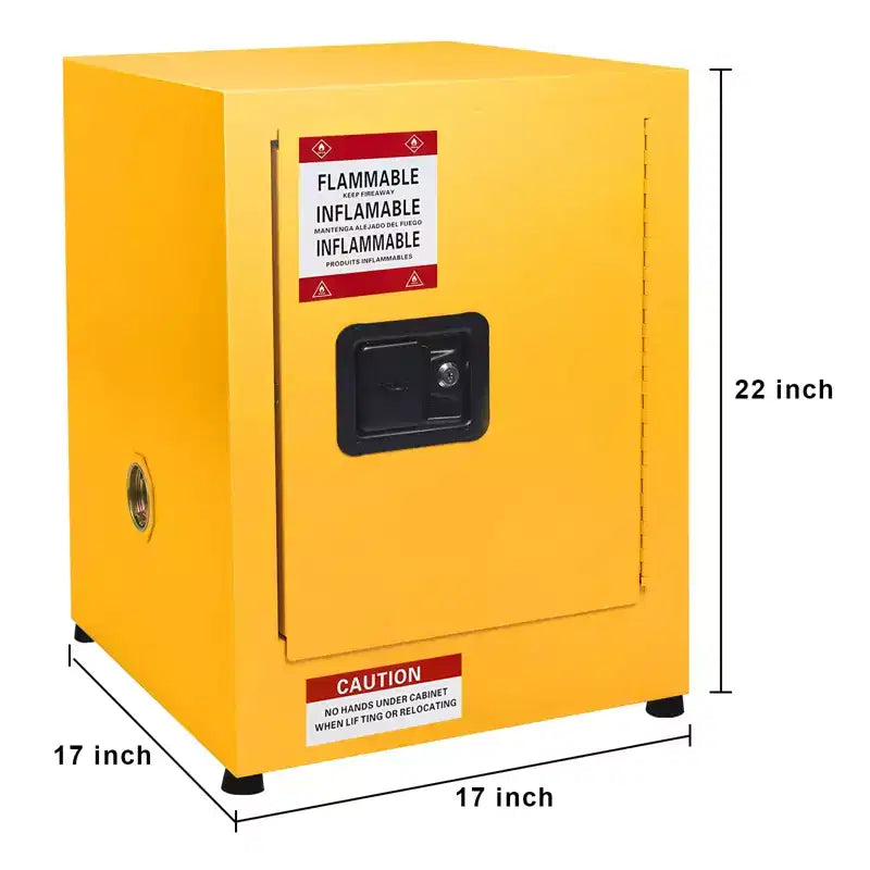 Armadietto di sicurezza per liquidi infiammabili, Giallo, Porta singola, 43,2 cm L x 43,2 cm P x 55,9 cm A