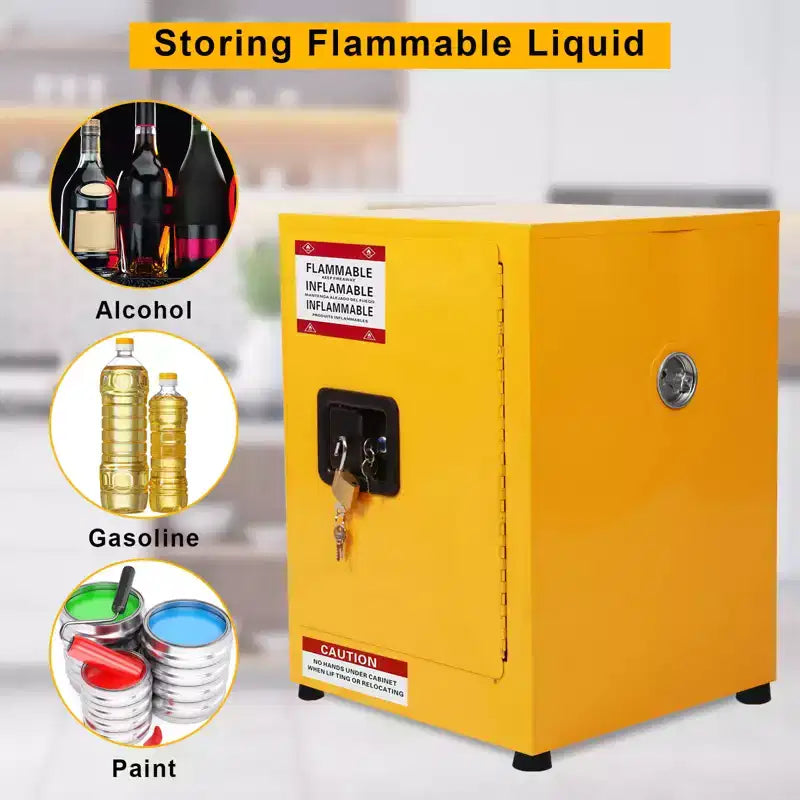 Armadietto di sicurezza per liquidi infiammabili, Giallo, Porta singola, 43,2 cm L x 43,2 cm P x 55,9 cm A