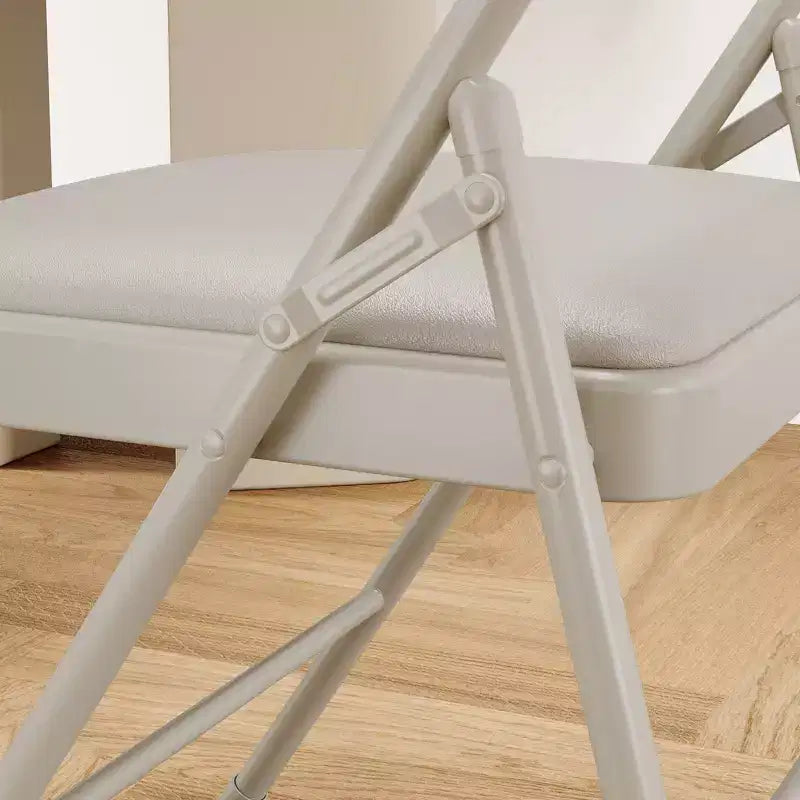 Set 4 Sedie Pieghevoli – Beige / Nero / Grigio, Cuscino in PU, Struttura in Metallo