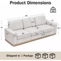 Dyonery 100 inch Fixed sofa with wooden strips, cotton fabric, triple person seatSuitable for living rooms and apartments