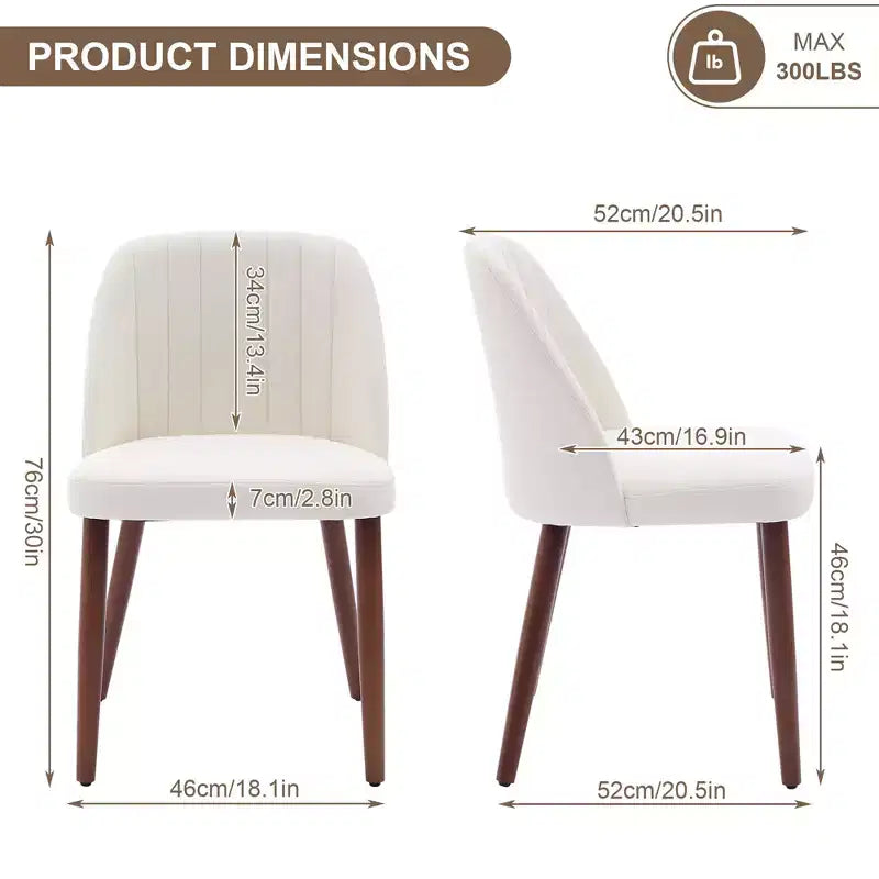 Sedia da pranzo in lino beige e grigio, senza braccioli con schienale alto, set da 2