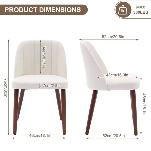 Sedia da pranzo in lino beige e grigio, senza braccioli con schienale alto, set da 2