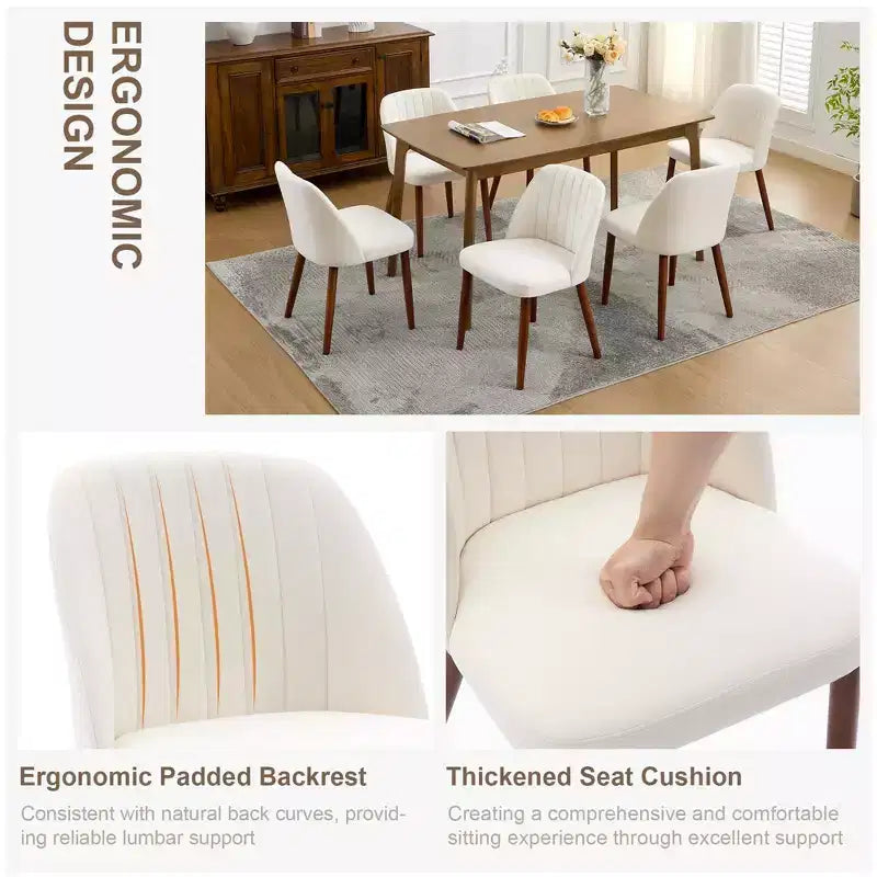 Sedia da pranzo in lino beige e grigio, senza braccioli con schienale alto, set da 2