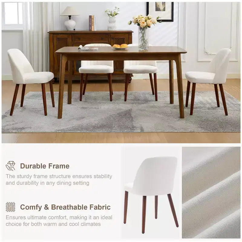 Sedia da pranzo in lino beige e grigio, senza braccioli con schienale alto, set da 2