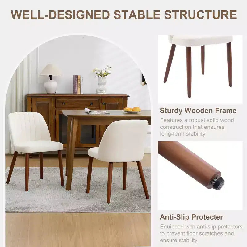 Sedia da pranzo in lino beige e grigio, senza braccioli con schienale alto, set da 2