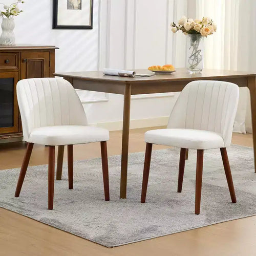 Stylish Wooden Dining Chairs Set of 2. Comfortable Fabric Padded Seats & Wood Legs Perfect for Kitchen. Dining Room & Cafe Use