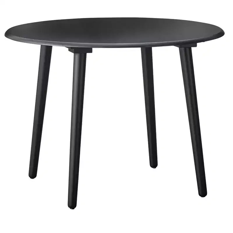 Set da pranzo rotondo, nero, stile rustico, 4 posti, 3 pezzi