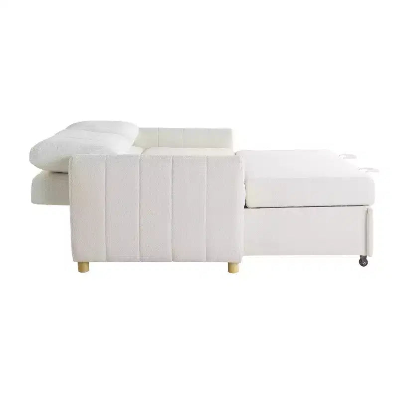Divano Letto Convertibile a Due Posti – Avorio Intrecciato – 2 Posti a Sedere