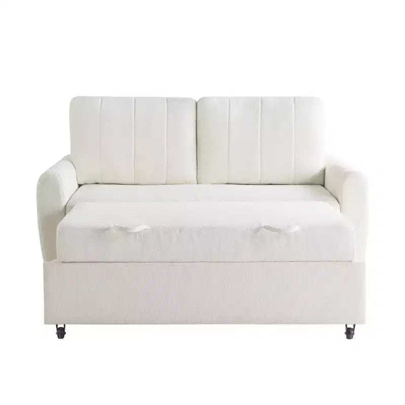 Divano Letto Convertibile a Due Posti – Avorio Intrecciato – 2 Posti a Sedere