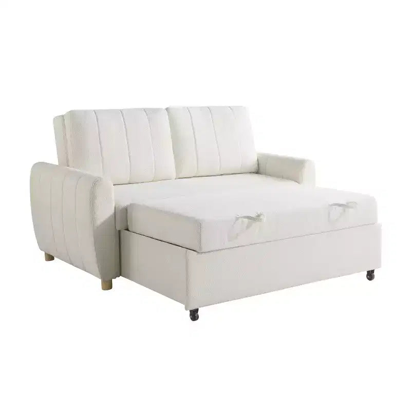 Divano Letto Convertibile a Due Posti – Avorio Intrecciato – 2 Posti a Sedere