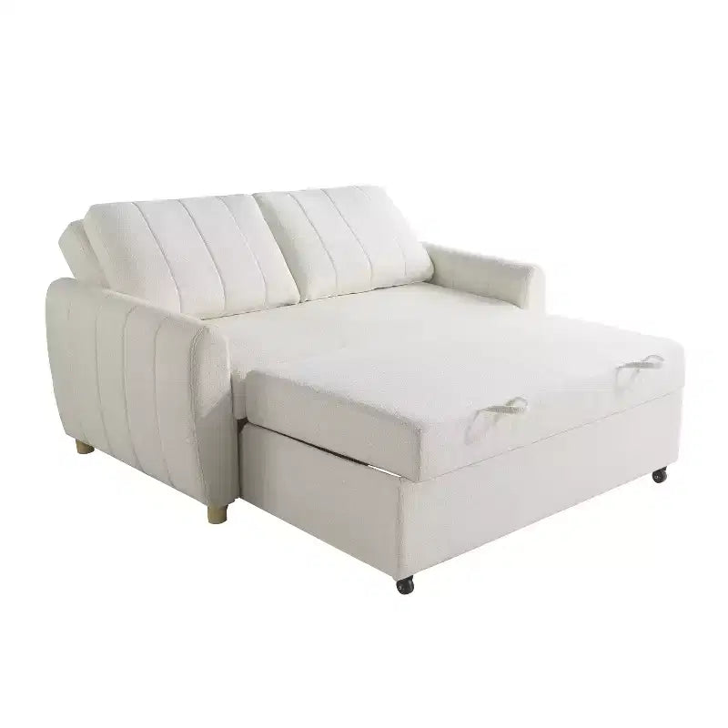Divano Letto Convertibile a Due Posti – Avorio Intrecciato – 2 Posti a Sedere