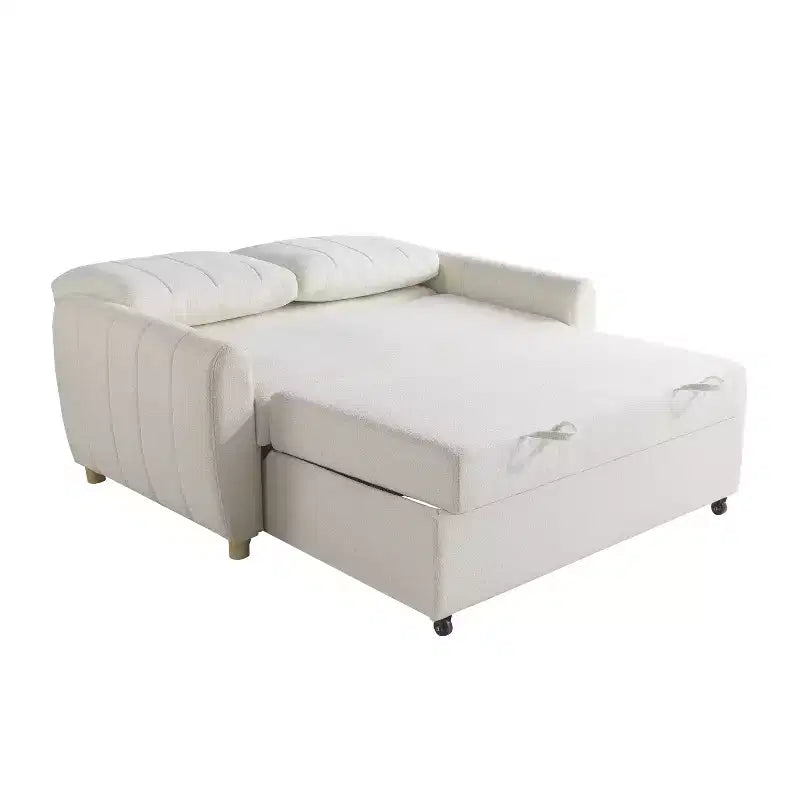 Divano Letto Convertibile a Due Posti – Avorio Intrecciato – 2 Posti a Sedere