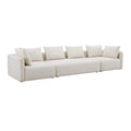 Set divani in bouclé crema e lino – 3 pezzi, 3–4 posti