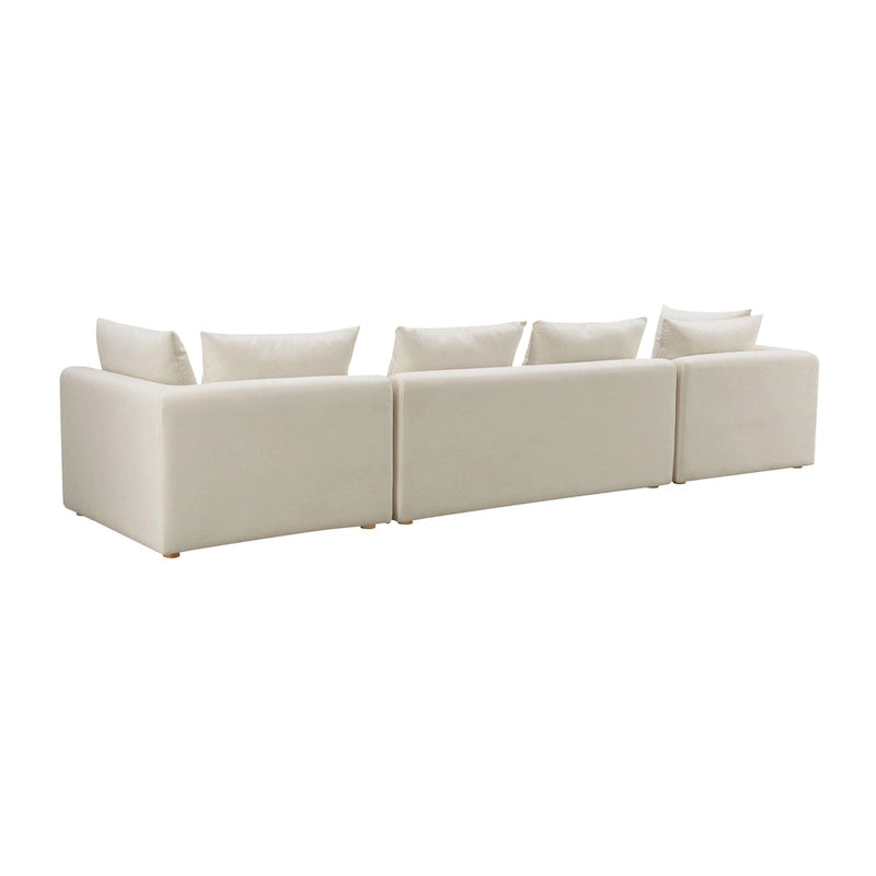 Set divani in bouclé crema e lino – 3 pezzi, 3–4 posti