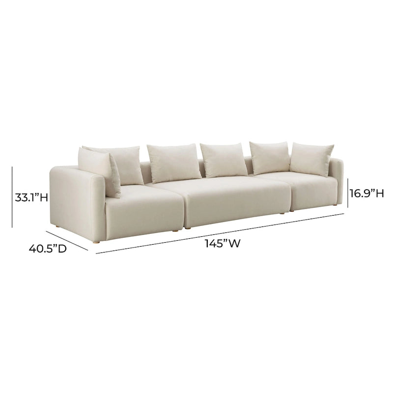 Set divani in bouclé crema e lino – 3 pezzi, 3–4 posti