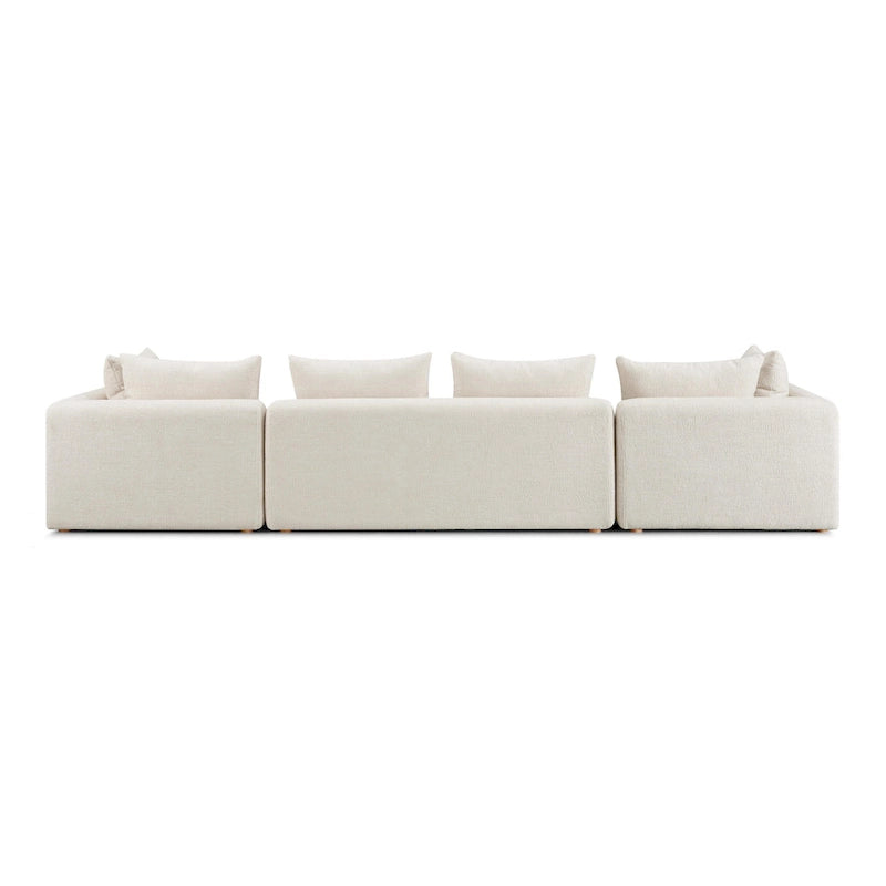 Set divani in bouclé crema e lino – 3 pezzi, 3–4 posti