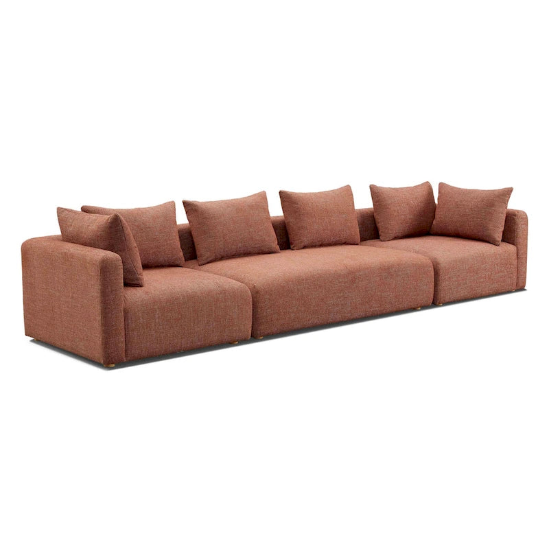 Set divani in bouclé crema e lino – 3 pezzi, 3–4 posti