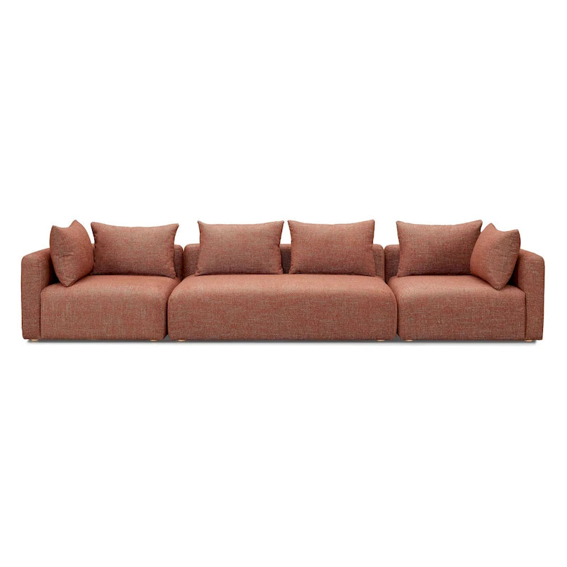 Set divani in bouclé crema e lino – 3 pezzi, 3–4 posti