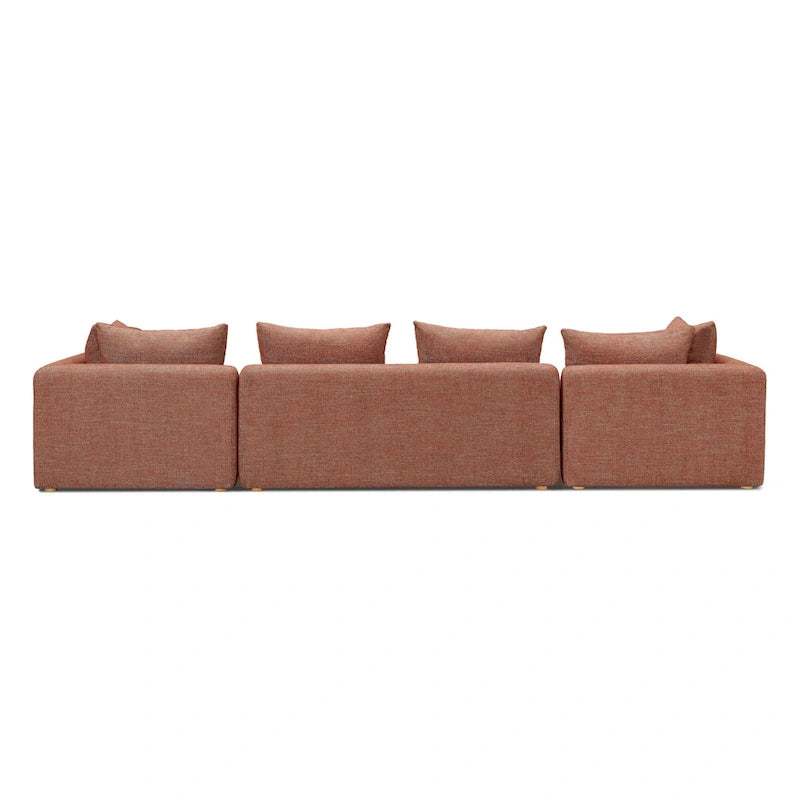 Set divani in bouclé crema e lino – 3 pezzi, 3–4 posti