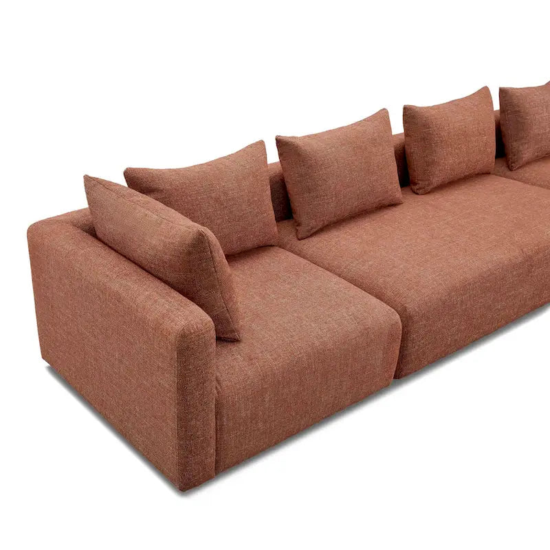 Set divani in bouclé crema e lino – 3 pezzi, 3–4 posti