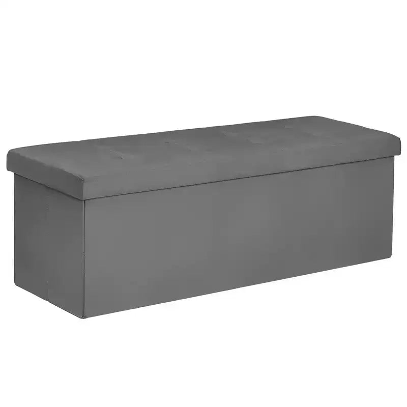Panca Contenitore Pieghevole in Velluto – Beige / Grigio / Rosa, 109 cm, 1 Persona